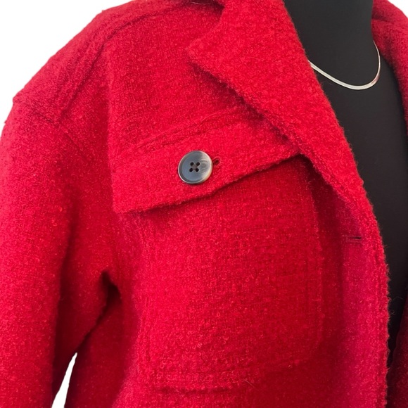 Old Navy bouclé wool blend shacket Robbie Red small - Picture 8 of 15